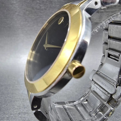 Movado Stiri Watch Men 40mm Black Dial Two Tone Round 0607278 New Battery2