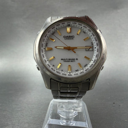 Casio Lineage Watch Men 40mm White Dial Titanium Tone Date Solar LIW-100t Runs5
