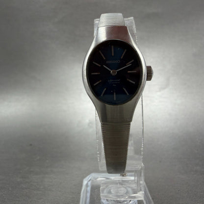 Seiko Special Watch Women 19mm Blue Dial Silver Tone Oval 1140-7170 Runs5
