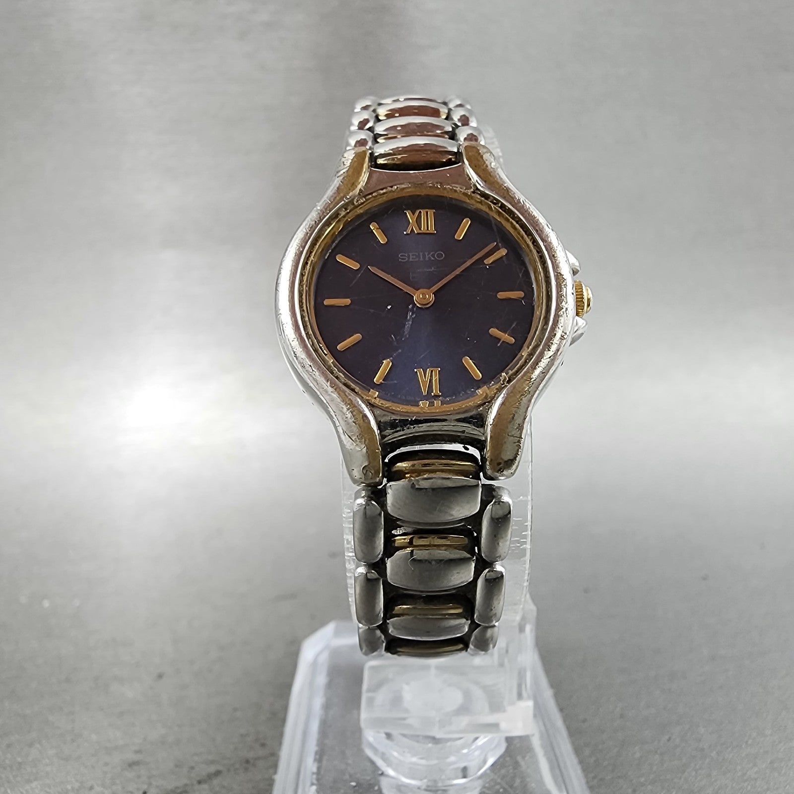 Seiko Watch Women 23mm Blue Dial Two Tone Round Vintage 1n001f10 New Battery4