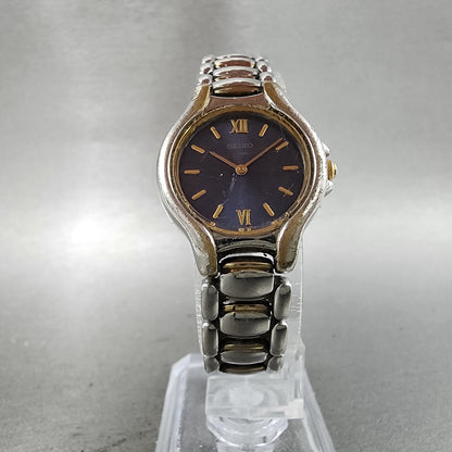 Seiko Watch Women 23mm Blue Dial Two Tone Round Vintage 1n001f10 New Battery4