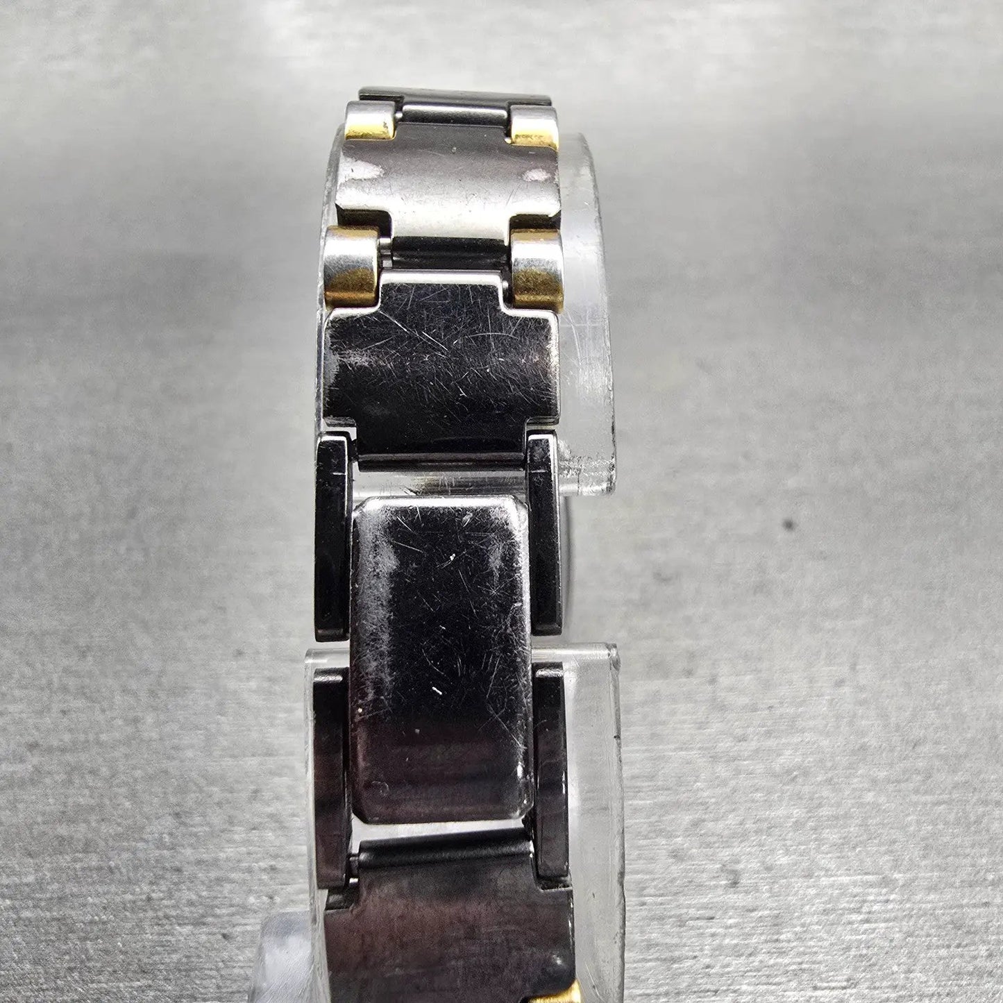 Citizen CQ Watch Women 17mm Black Dial Two Tone Rectangle 3220-S05031 New Batt7