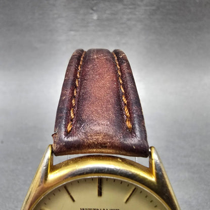 Wittnauer Watch Men 33mmCream Dial Gold Tone Round Date 9514 New Battery4