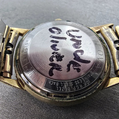 Bulova Jet Clipper Automatic Watch Men 30mm Gold Dial Gold Tone Round VTG PARTS10