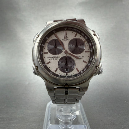 Citizen Attesa Chronograph Watch Men 38mm Silver Dial Titanium Date New Battery5