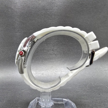Michele Tahitian Jelly Bean Watch Women 34mm White Dial Steel New Battery6