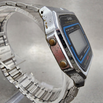 Casio A164W 593 Watch Men 34mm Digital Silver Tone Alarm Chrono VTG PARTS3