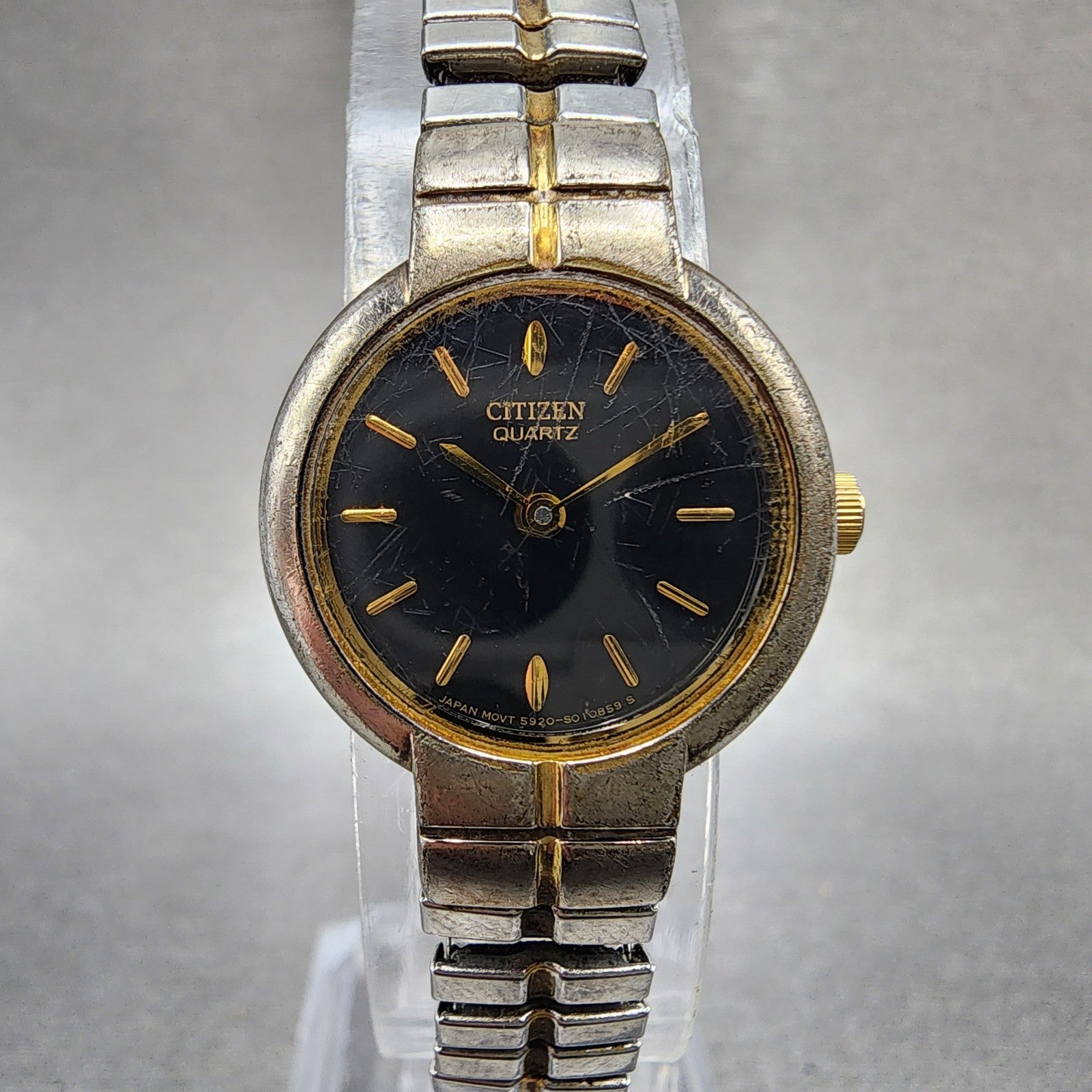 Citizen Watch Women 21mm Black Dial Two Tone Round 5920S006007 New Battery0