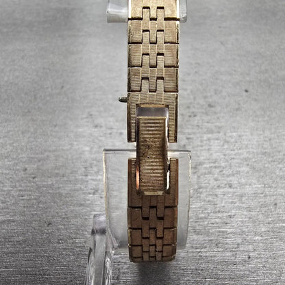 Seiko Watch Women 12mm Gold Dial Gold Tone Rectangle 1520-3339 Manual Wind VTG7