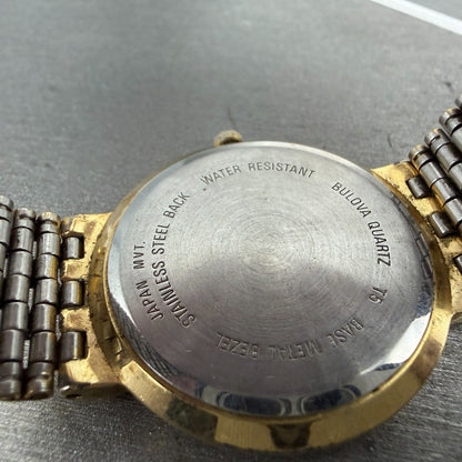 Bulova Caravelle Watch Men 34mm Champagne Dial Gold Tone Round 42M44 New Battery9