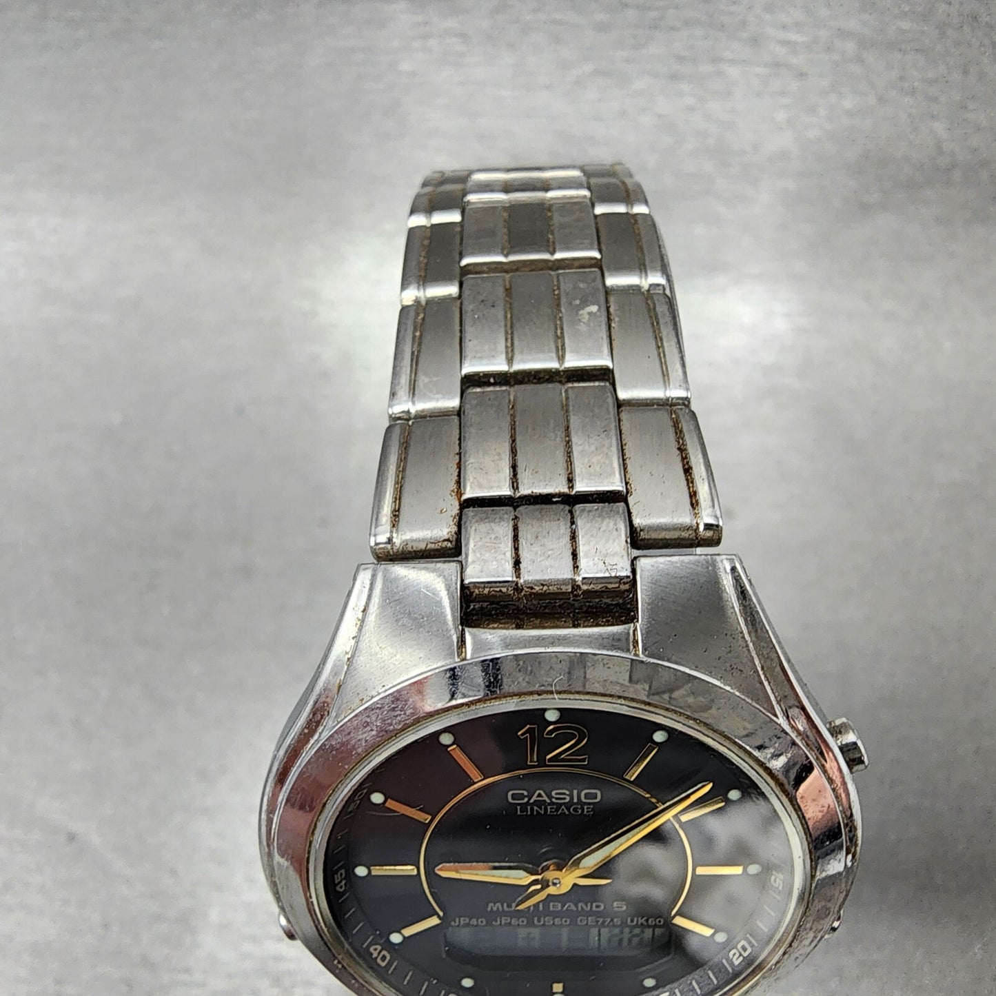 Casio Lineage Watch Men 38mm Gray Dial Steel Analog Digital Solar LCWM200 Works5