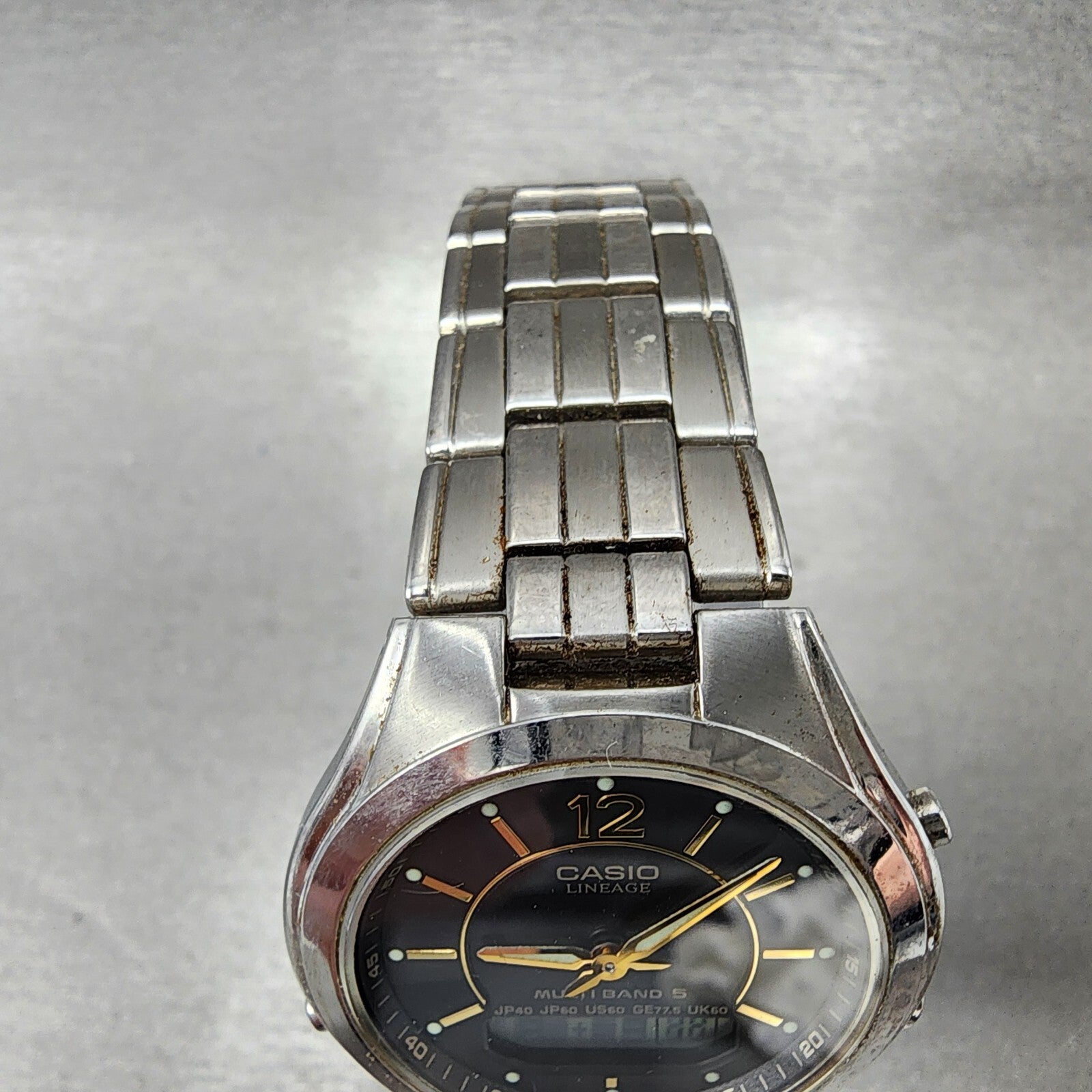Casio Lineage Watch Men 38mm Gray Dial Steel Analog Digital Solar LCWM200 Works5