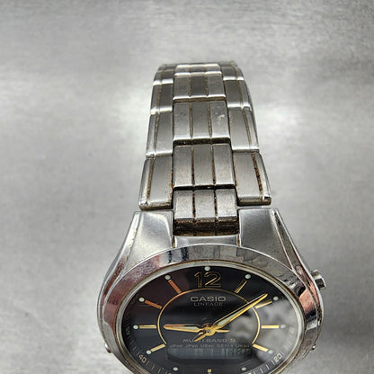 Casio Lineage Watch Men 38mm Gray Dial Steel Analog Digital Solar LCWM200 Works5