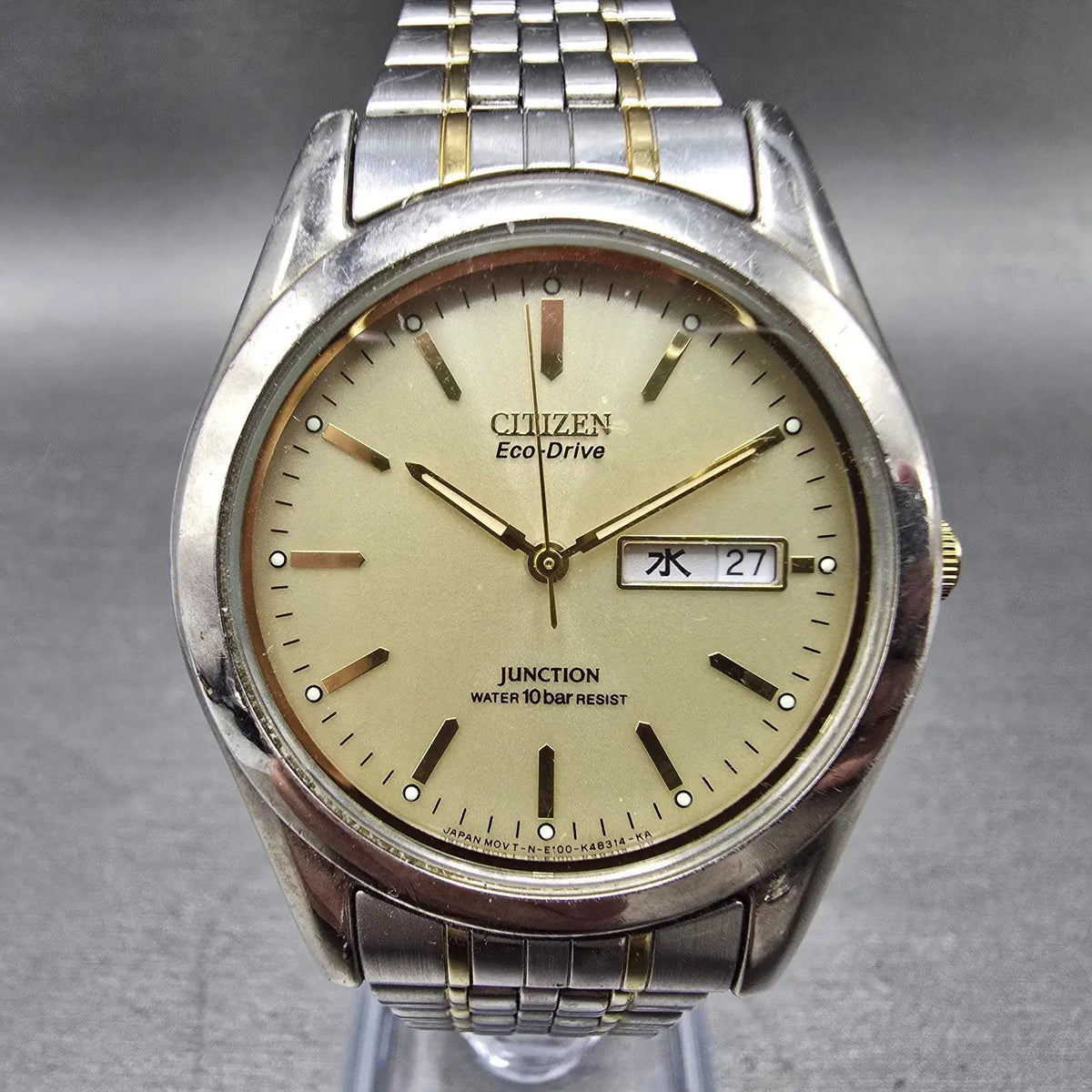 Citizen Junction Eco-Drive Watch Men 36mm Champange Dial Two Tone Daydate Works0