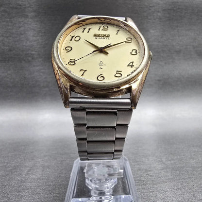 Seiko Watch Men 34mm Champagne Dial Gold Tone Round 7121-8000 New Battery5