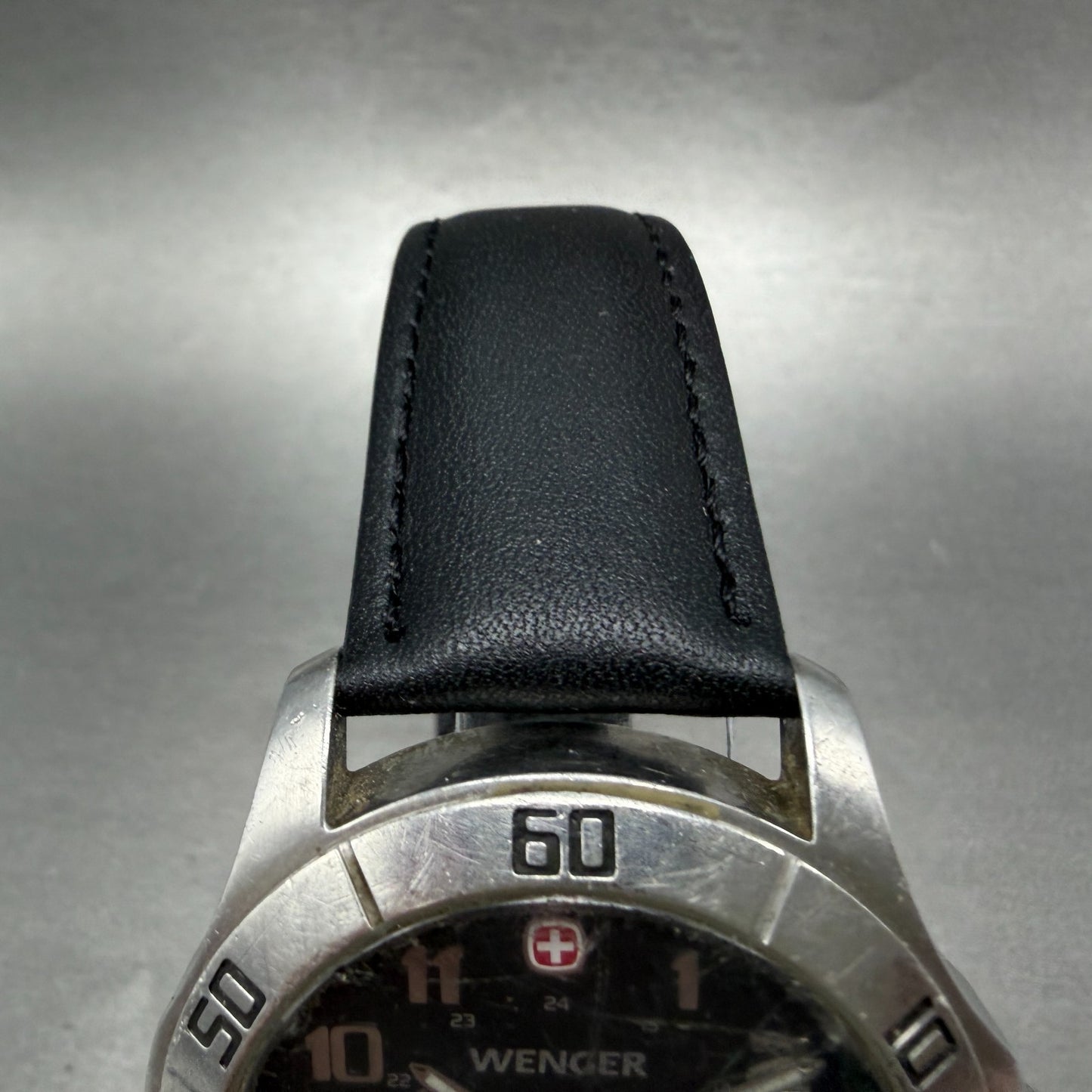Wenger Alpine Watch Men 42mm Black Dial Silver Date Round 7048X New Battery4