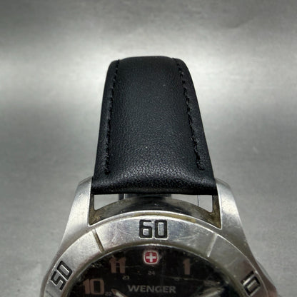 Wenger Alpine Watch Men 42mm Black Dial Silver Date Round 7048X New Battery4