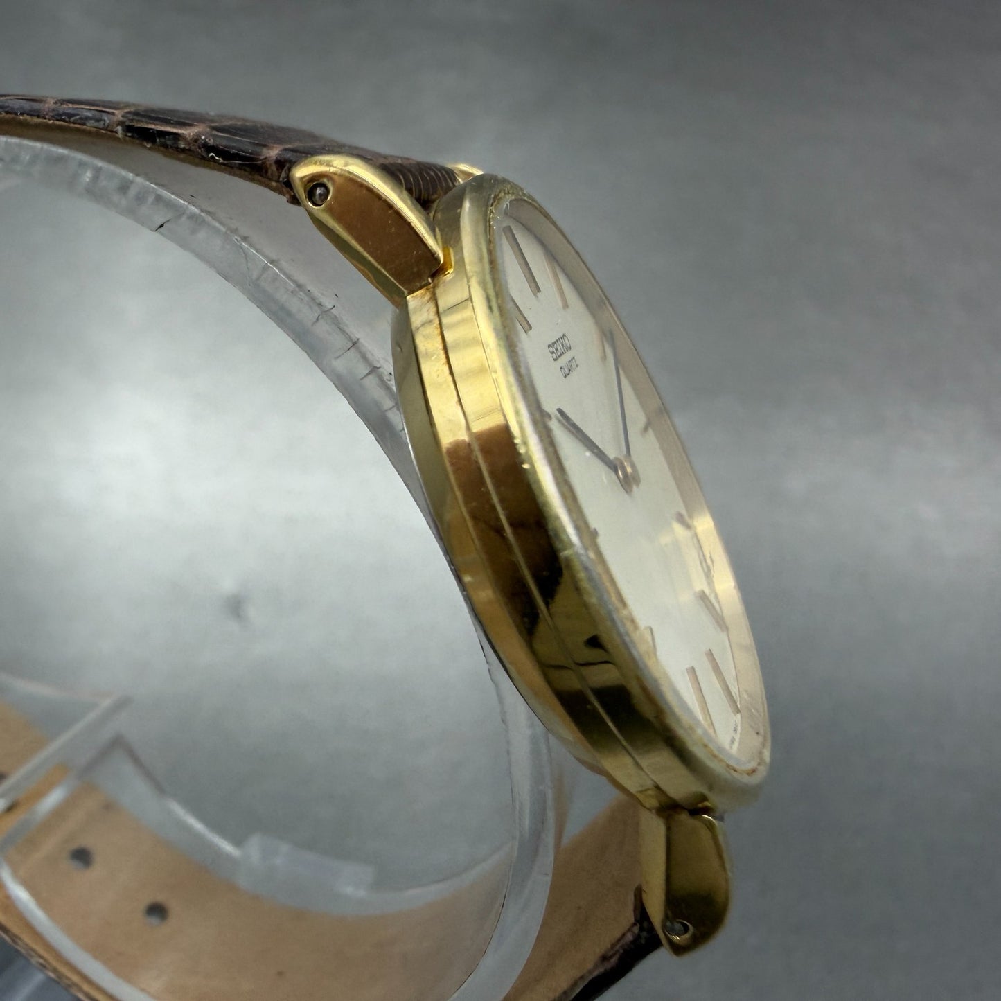Seiko Watch Men 32mm Cream Dial Gold Tone Round 7800-8019 New Battery Vintage3