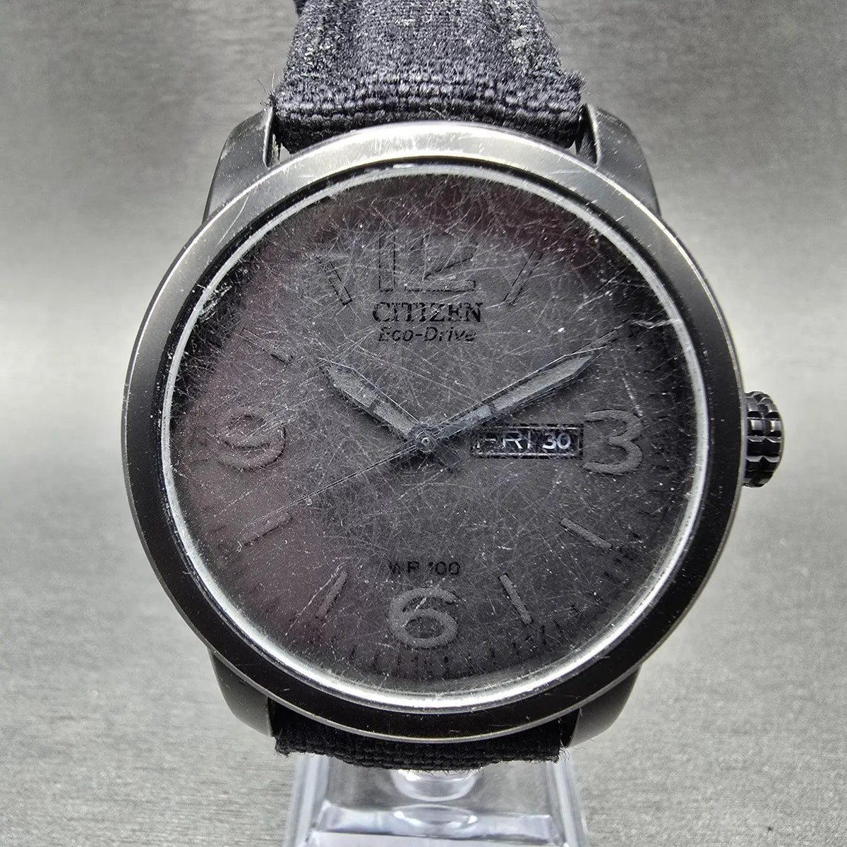 Citizen Eco-Drive Watch Men 42mm Black Dial Black Daydate BM8476-23E Runs JP0