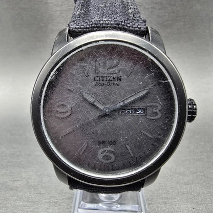 Citizen Eco-Drive Watch Men 42mm Black Dial Black Daydate BM8476-23E Runs JP0