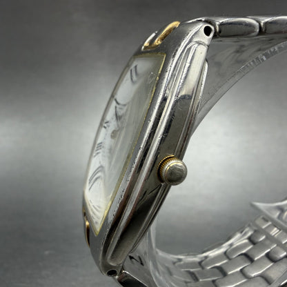 Seiko Tank Watch Men 30mm White Dial Two Tone Vintage 7N07-5020 New Battery2