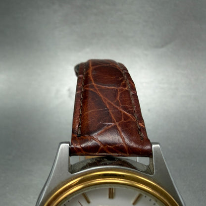Seiko Watch Men 37mm White Dial Two Tone Date Round 7n42-8089 New Battery4