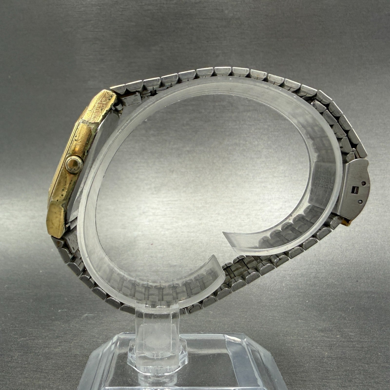 Seiko Tank Watch Men 29mm Champagne Dial Gold Tone Date Octagon 6439-5039 PARTS7