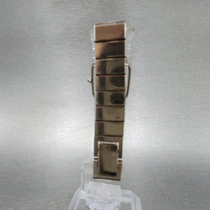 Seiko Exceline Tank Watch Women 19mm Silver Dial Gold Tone Rectangle New Battery7
