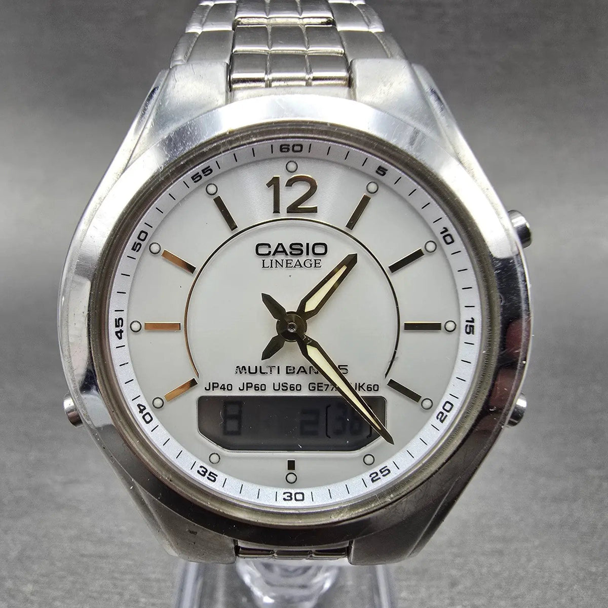 Casio Lineage LCW-M200 Watch Men 38mm White Dial Steel Analog Digital Solar JDM0