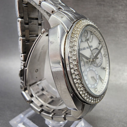 Michael Kors Cameron Watch Women 38mm MOP Dial Steel Daydate Round New battery3