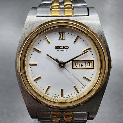 Seiko Watch Women 25mm White Dial Two Tone Daydate READ!!! 7N830081 New Battery1