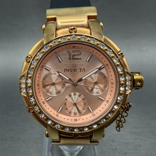Invicta Russian Diver Watch Women 36mm Pink Dial Gold Tone Daydate 37911 New Bat0