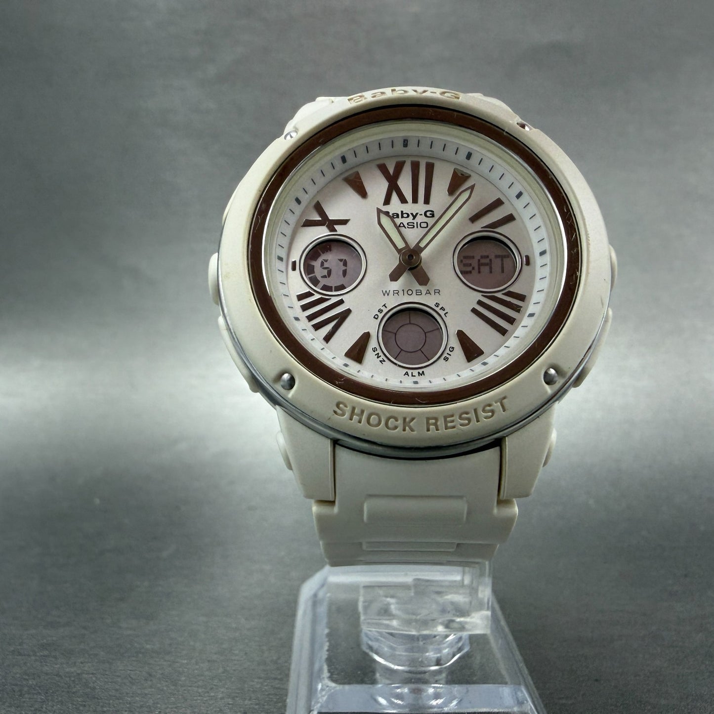 Casio Baby-G Watch Women 43mm Analog Digital White Alarm Chrono BGA-152 NewBatKL5