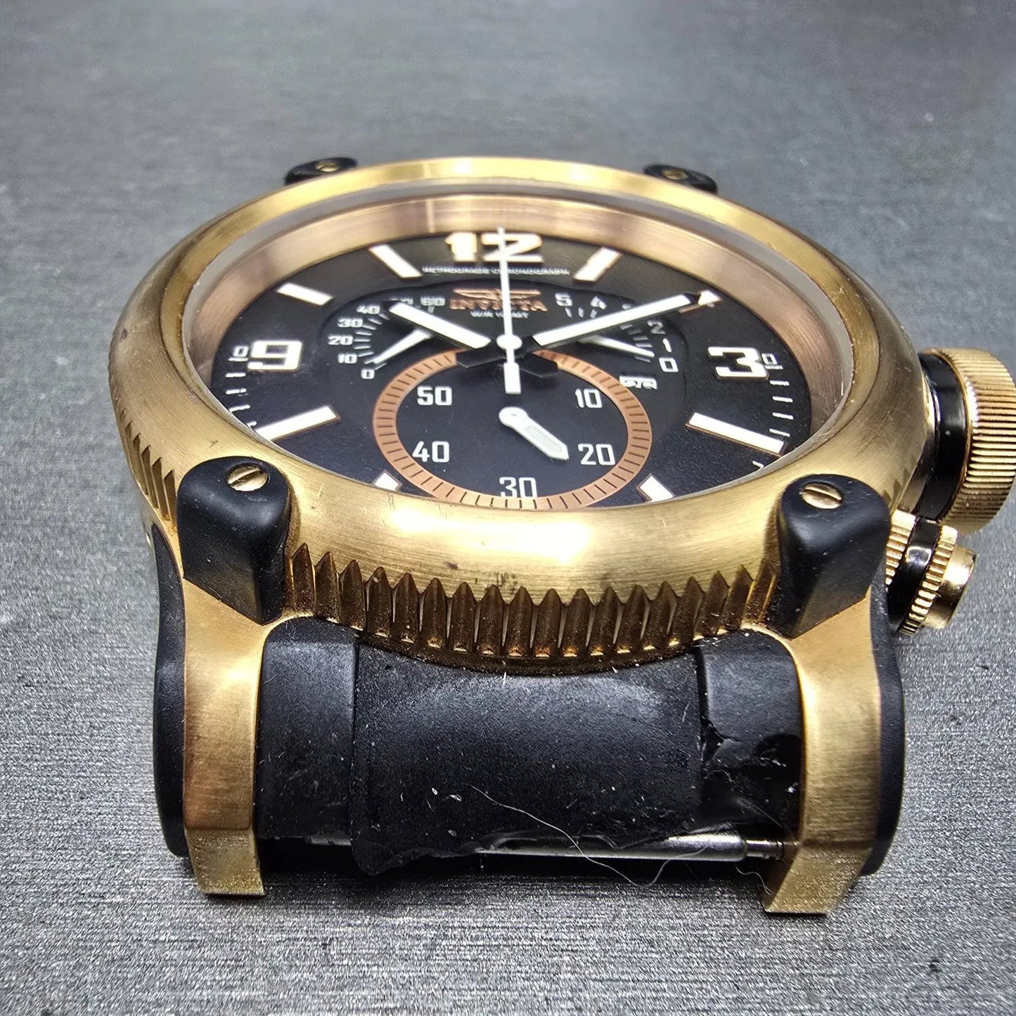 Invicta Russian Diver Chronograph Watch Men 52mm Black Dial Rose Gold New Batt2
