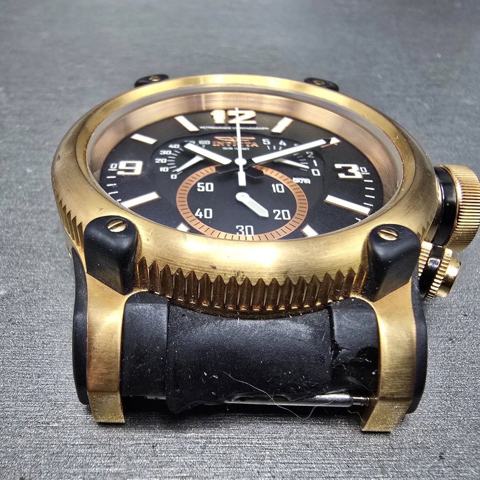Invicta Russian Diver Chronograph Watch Men 52mm Black Dial Rose Gold New Batt2