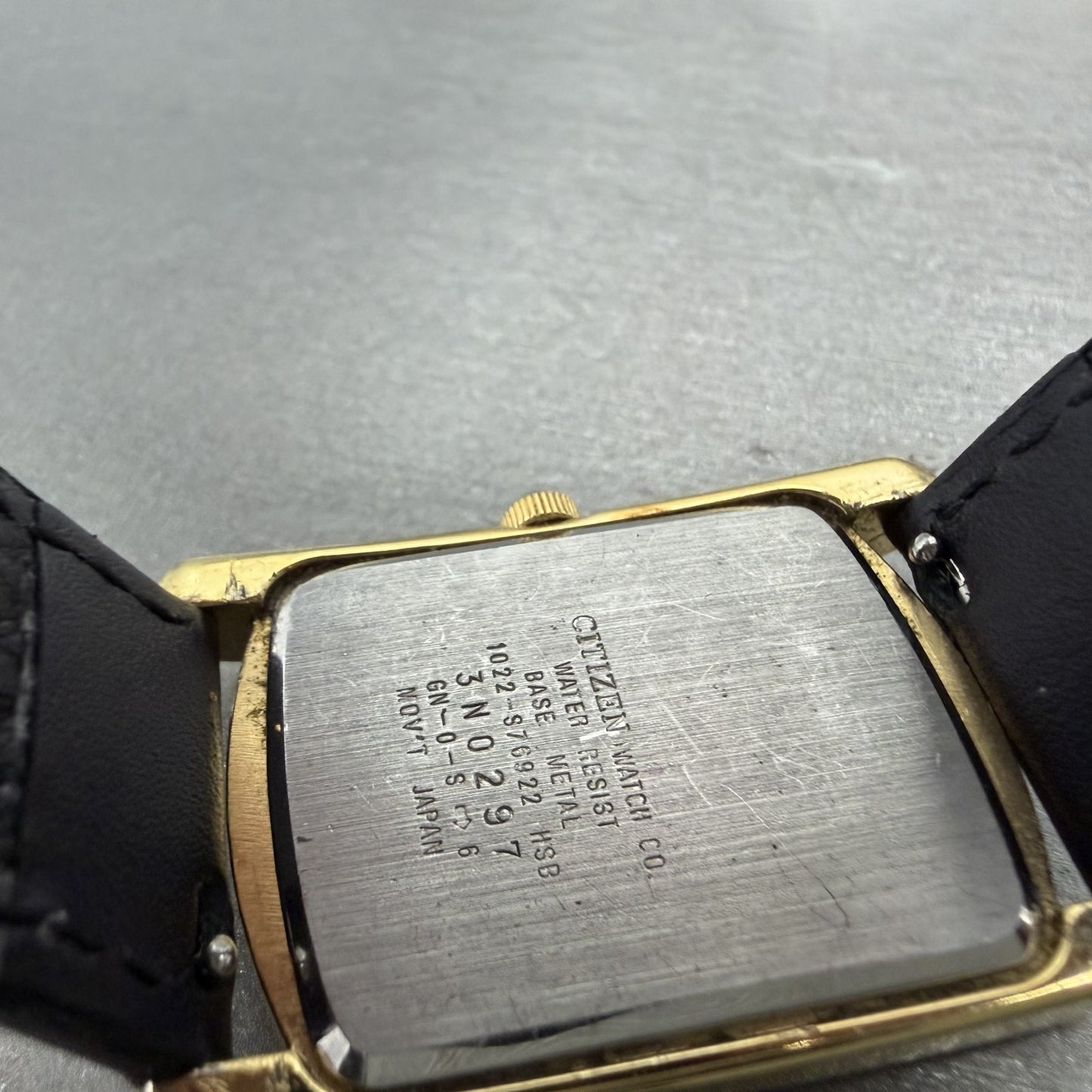 Citizen Tank Watch Men 26mm Gold Dial Gold Tone 1022-S76922 Rectangle New Batt9