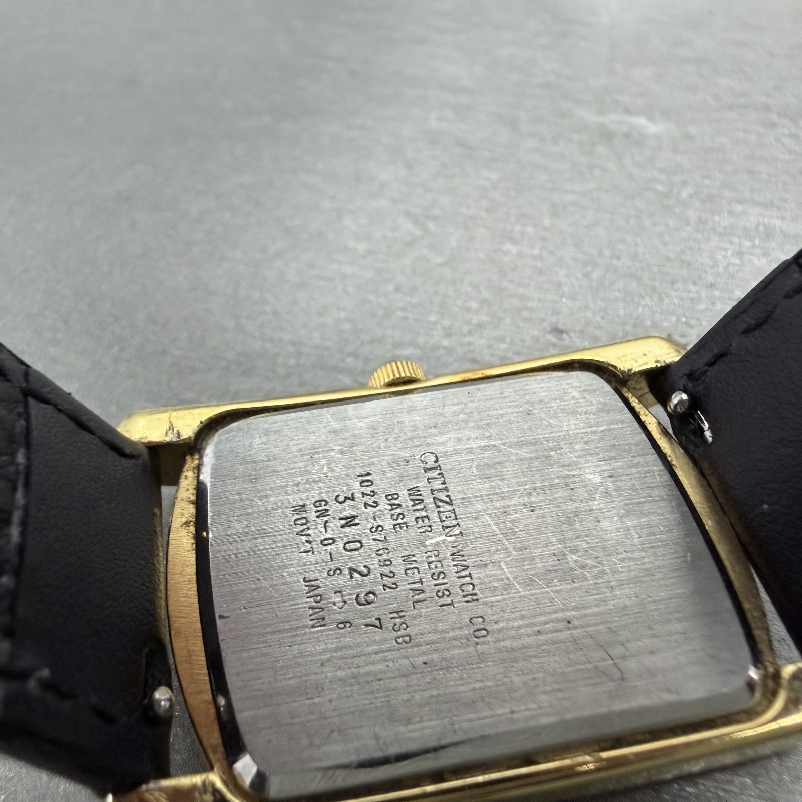 Citizen Tank Watch Men 26mm Gold Dial Gold Tone 1022-S76922 Rectangle New Batt9