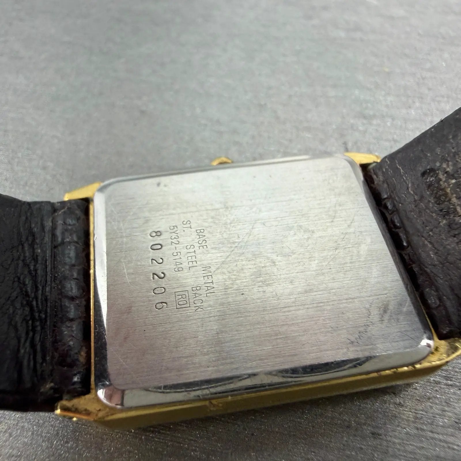 Seiko Tank Watch Men 25mm Champagne Dial Gold Tone Date 5Y32-5149 PARTS Vintage10