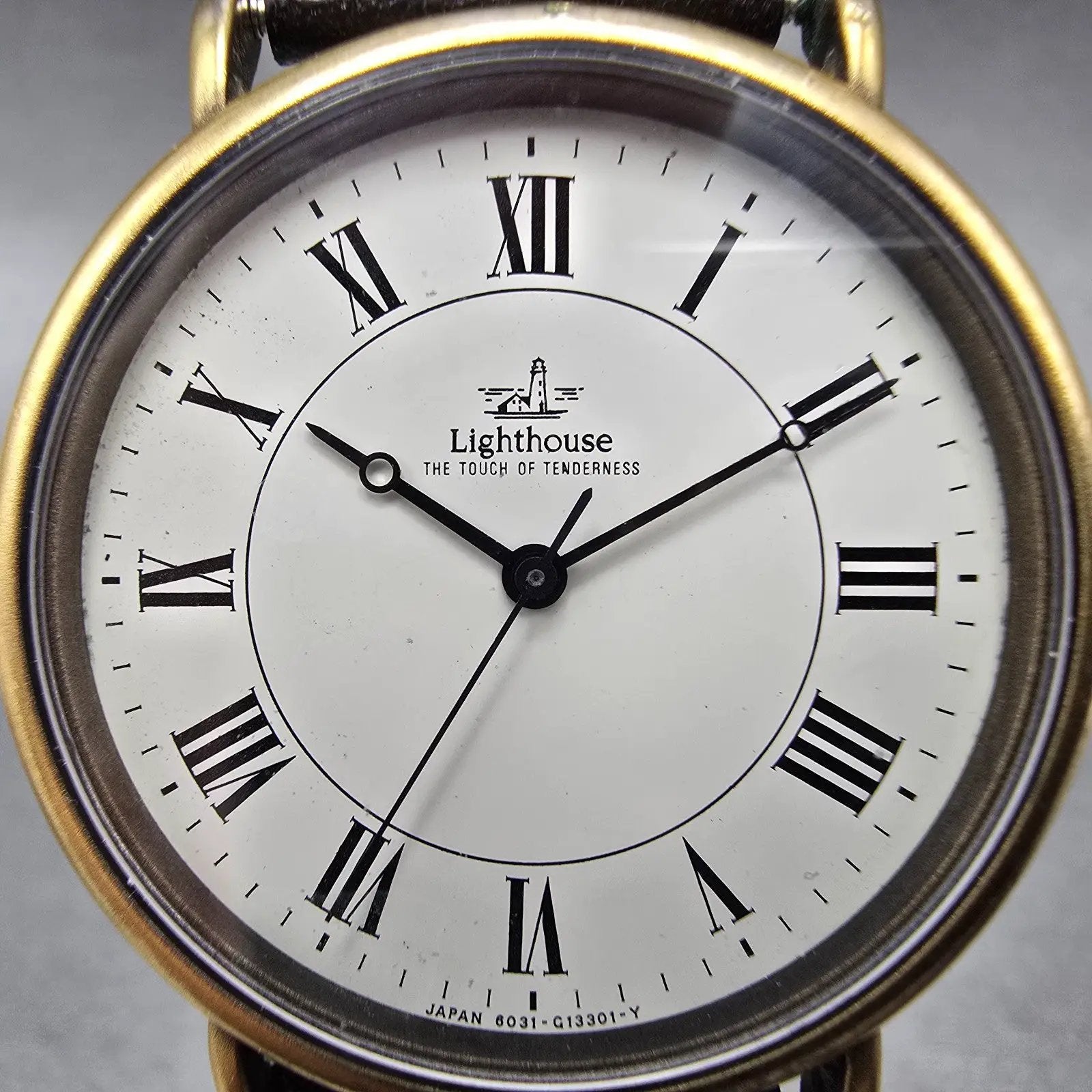 Citizen Lighthouse Watch Men 32mm White Dial Gold Tone 6031-G04185 New Battery1