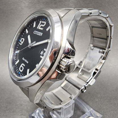 Citizen EcoDrive Watch Men 43mm Black Dial Silver Tone Date J810R006961 Runs4