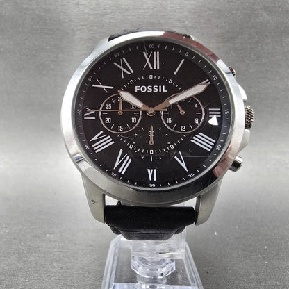 Fossil Grant Chronograph Watch Men 44mm Black Dial Silver Tone FS4812 NewBattery4