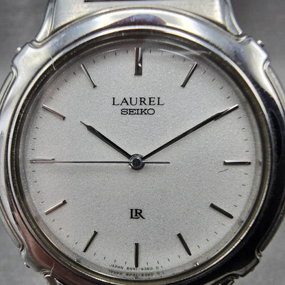 Seiko Laurel Watch Men 34mm White Dial Silver Tone Round 8N41-6240 New Battery1