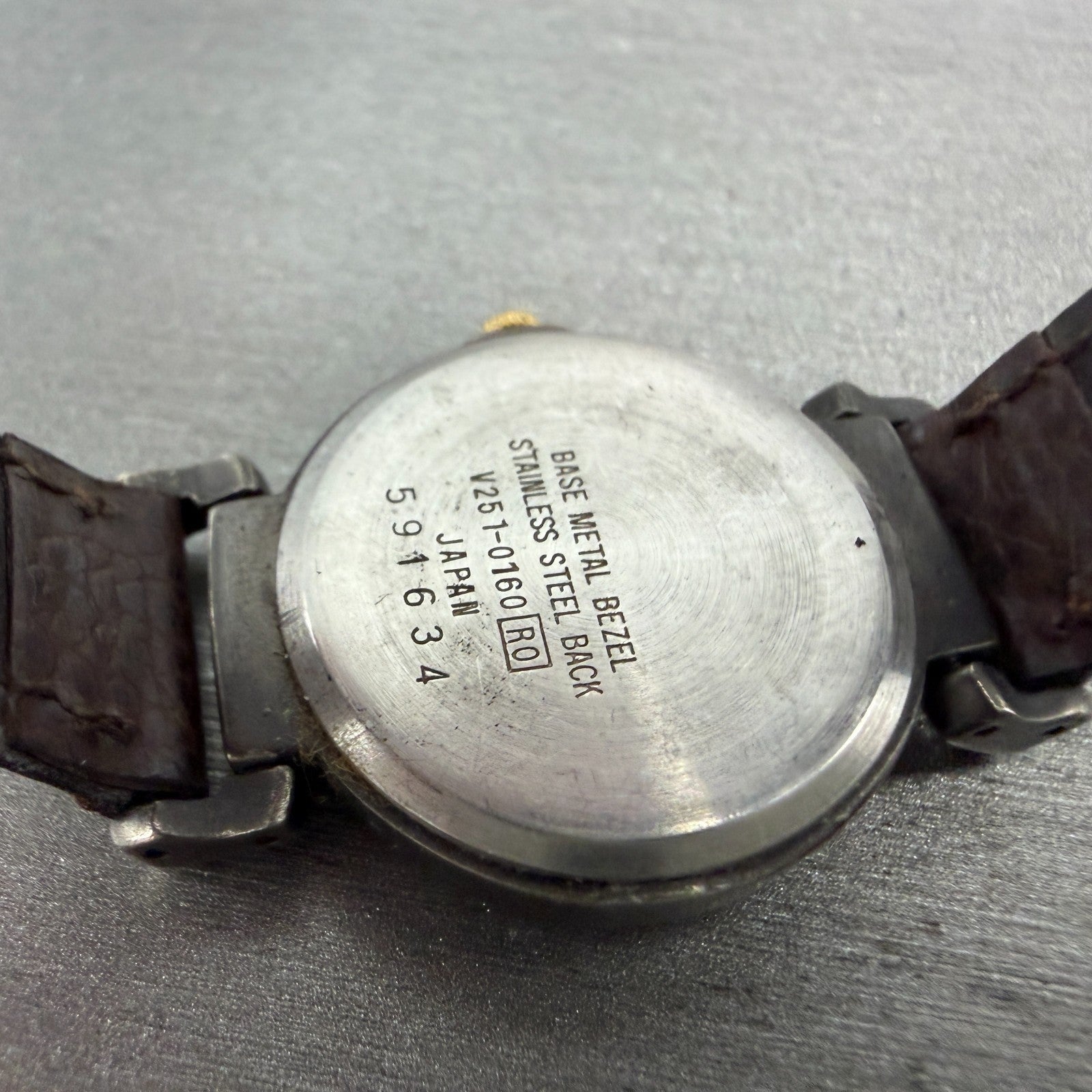 Seiko Alba Watch Women 24mm Brown Dial Black Tone Round V251-0160 New Battery9