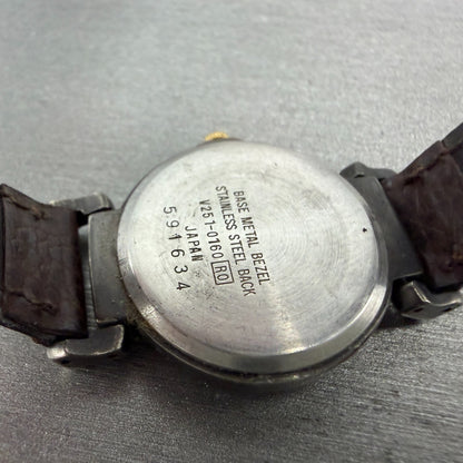 Seiko Alba Watch Women 24mm Brown Dial Black Tone Round V251-0160 New Battery9