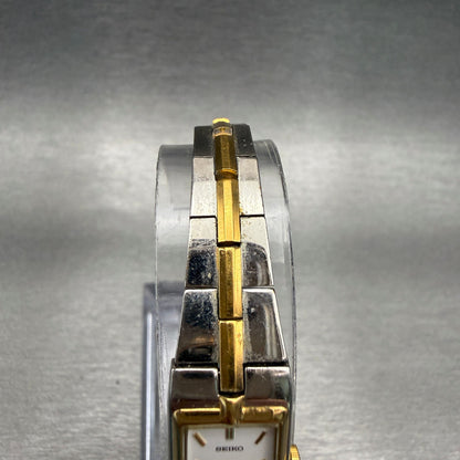 Seiko Watch Women 13mm White Dial Two Tone Rectangle 2E20-7479 New Battery4