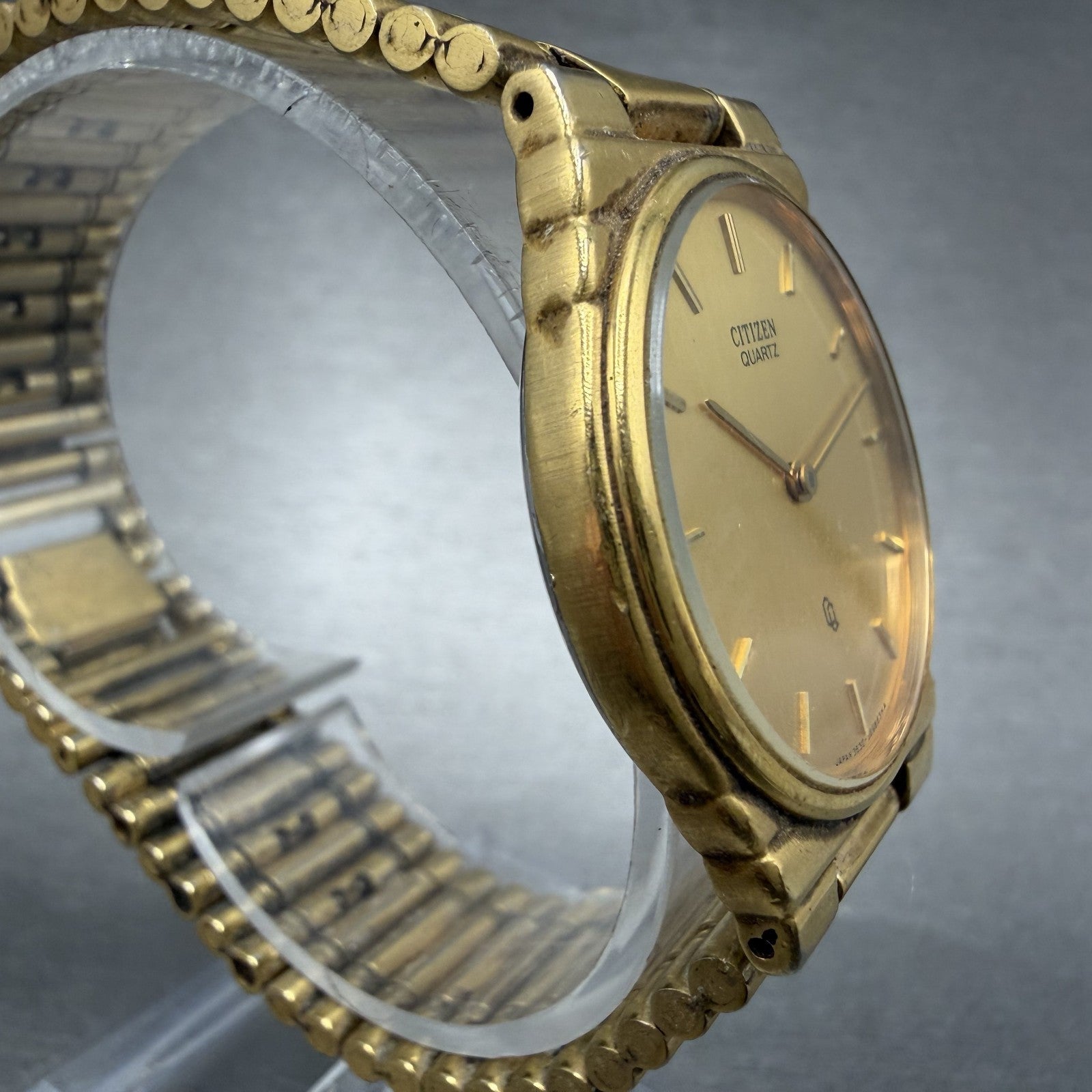 Citizen CQ Watch Men 30mm Gold Dial Gold Tone Round 3620-364228 New Battery3