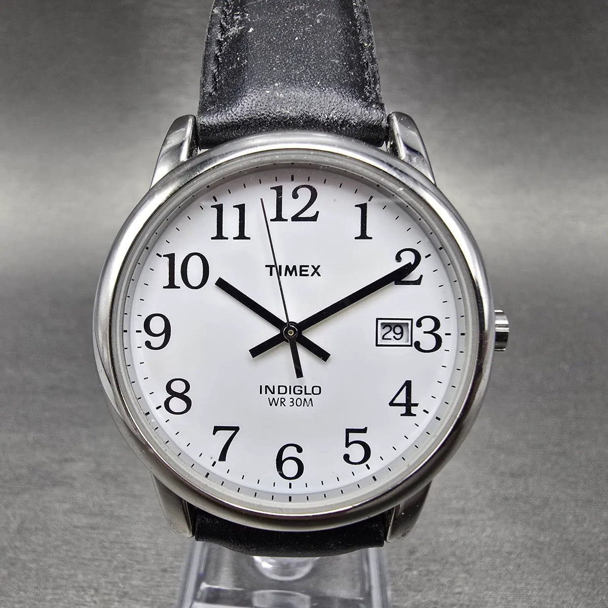 Timex Easy Reader Watch Men 35mm White Dial Silver Round Date New Battery 20