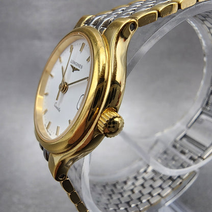 Longines Flagship Watch Women 24mm White Dial Two Tone Date Round 7291 New BattA2