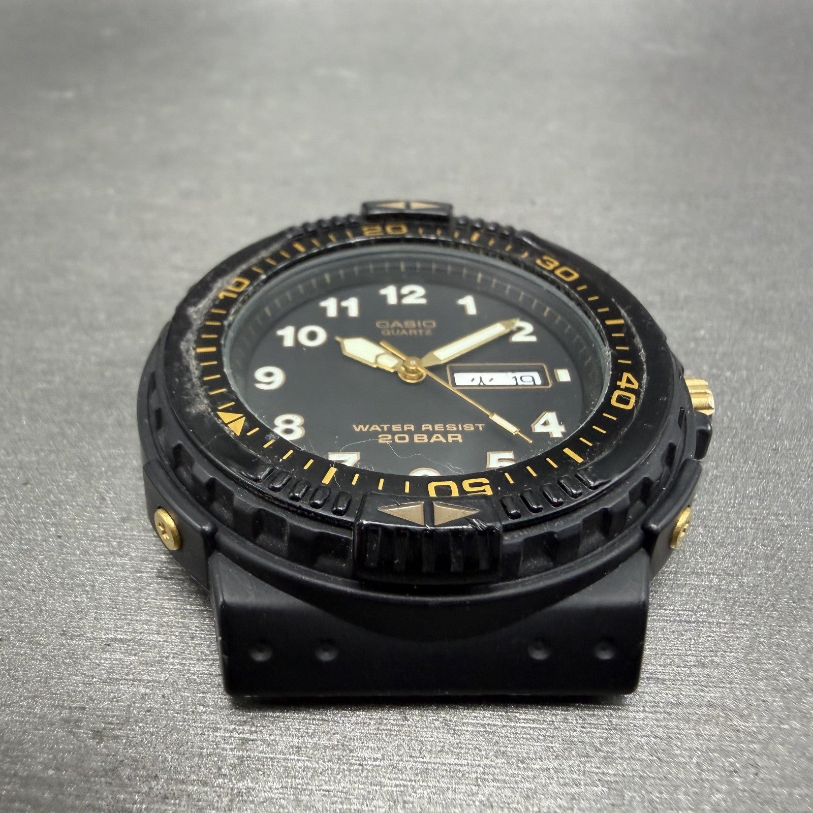 Casio Dive Watch Men 43mm Black Dial Black Tone Daydate MRD-201W New Battery2