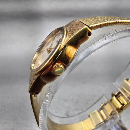 Seiko Watch Women 19mm Cream Dial Gold Tone Round V401-1819 New Battery Vintage2